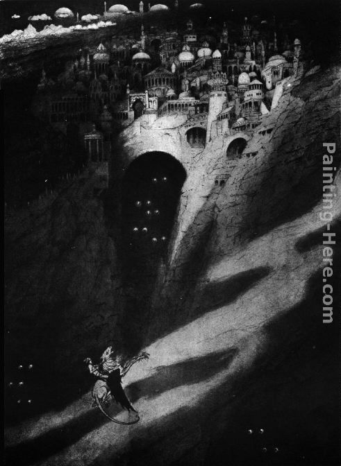 How one came, as was foretold, to the City of Never painting - Sidney H. Sime How one came, as was foretold, to the City of Never art painting